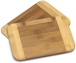 Lipper International Bamboo Wood Two-Tone Kitchen Cutting and Serving Board, Small, 8" x 6" x 5/16", Set of 2