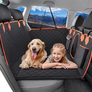 Ryoizen Dog Car Seat Cover for Back Seat, Back Seat Extender for Medium Large Dogs, Hard Bottom Dog Hammock Travel Camping Bed Supports 330lb, Waterproof Backseat Protector for Pet, Car, Truck, SUV