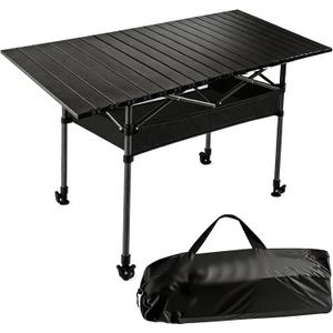 Aluminum Roll Top Camping Table Adjustable Height, 47.24 x 21.65 x 31.5 inches