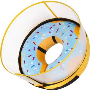 CNEO Inflatable Dog Cone Collar with Detachable Enhanced Anti-Licking Shield, Soft Neck Donut Collar for Dogs After Surgery, Adjustable Dog Cone Alternative for Dogs & Cats (M, Neck 8"-11", Blue)