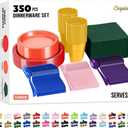 350 Pcs Rainbow Plastic Plates For Party, Rainbow Disposable Plates Set, 50 Of Each 9" Dinner Plate Set, 7" Dessert Plate, Cups, Napkins & Cutlery Plastic Dinnerware Party Solids