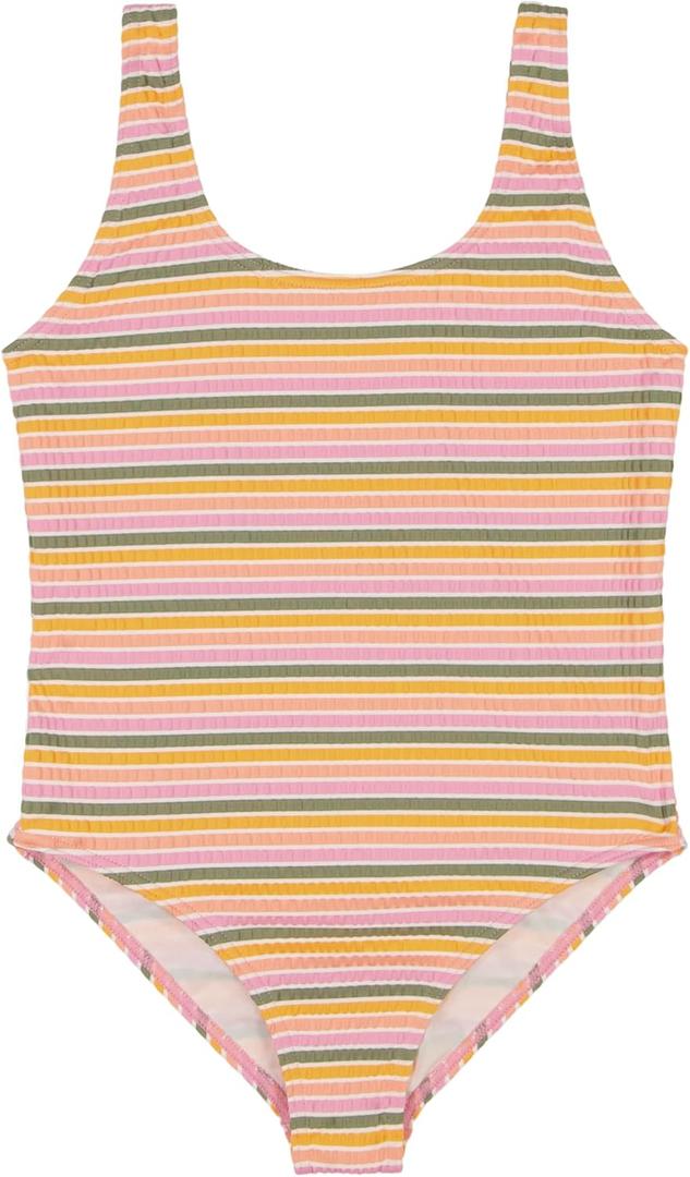 Roxy Girls' One-Piece Swimsuit with UPF 50+ Sun Protection, Quick Drying Bathing Suit (10, Papaya Mirage)