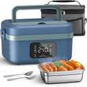 VASG Cordless Electric Lunch Box for Adults, 16000mAh Rechargeable Auto Heated Lunch Box, 1L Portable Self-Heating Food Warmer for Office, Picnic, Car & Outdoor Use (Blue/Green)