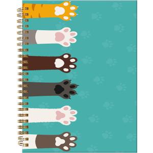 2 x Spiral Journal Notebook,A5 Hardcover Lined Journals for Women Girl 6 x 8.3 in,120 Pages Thick Paper,Cute College Ruled Writing Notebook for Gifts Office Work School(Cute Cat Claw)