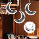 Hanging Moon Disco BallMirror Disco Ball Rotating Glass Mirror - with Attached String for Birthday Wedding,Party,Room,Home,Bar (20X16CM)