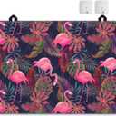 Pink Flamingo Stove Top Covers for Electric Stove, Christmas Kitchen Decor Tropical Glass Cover Protector, Cooktop Protector, Heat Resistant Range Ceramic Stove Top Covers Mat, Dish Drying Mat