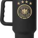 Logo Brands Soccer 40 oz Tumbler with Handle - Powder Coated-Stainless Steel with Straw  Leak-Resistant, Keeps Drinks Cold  Everyday Use  Great For Soccer Fans (Germany)