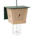 Carpenter Bee Trap for Outside - Green Pentroof Shed Style Nature Hanging Wood Carpenter Bee Traps Outdoor - Best Bee Trap - Insect Traps with Removable Vault (1 Pack)