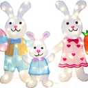3 Pcs Outdoor Easter Decorations Lighted Bunny with 75 LEDs Warm White Lights, Easy Assembly 2D Easter Decor for Outdoor, Garden, Lawn, Patio (FHJ-Tuzi-D04-T4)