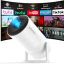 Built-in Apps & Android 12WISHOLY Mini Projector with WiFi and Bluetooth, Portable Smart Projector with Auto Keystone Correction, 1080P Support, 180 Rotatable, HDMI USB Compatible