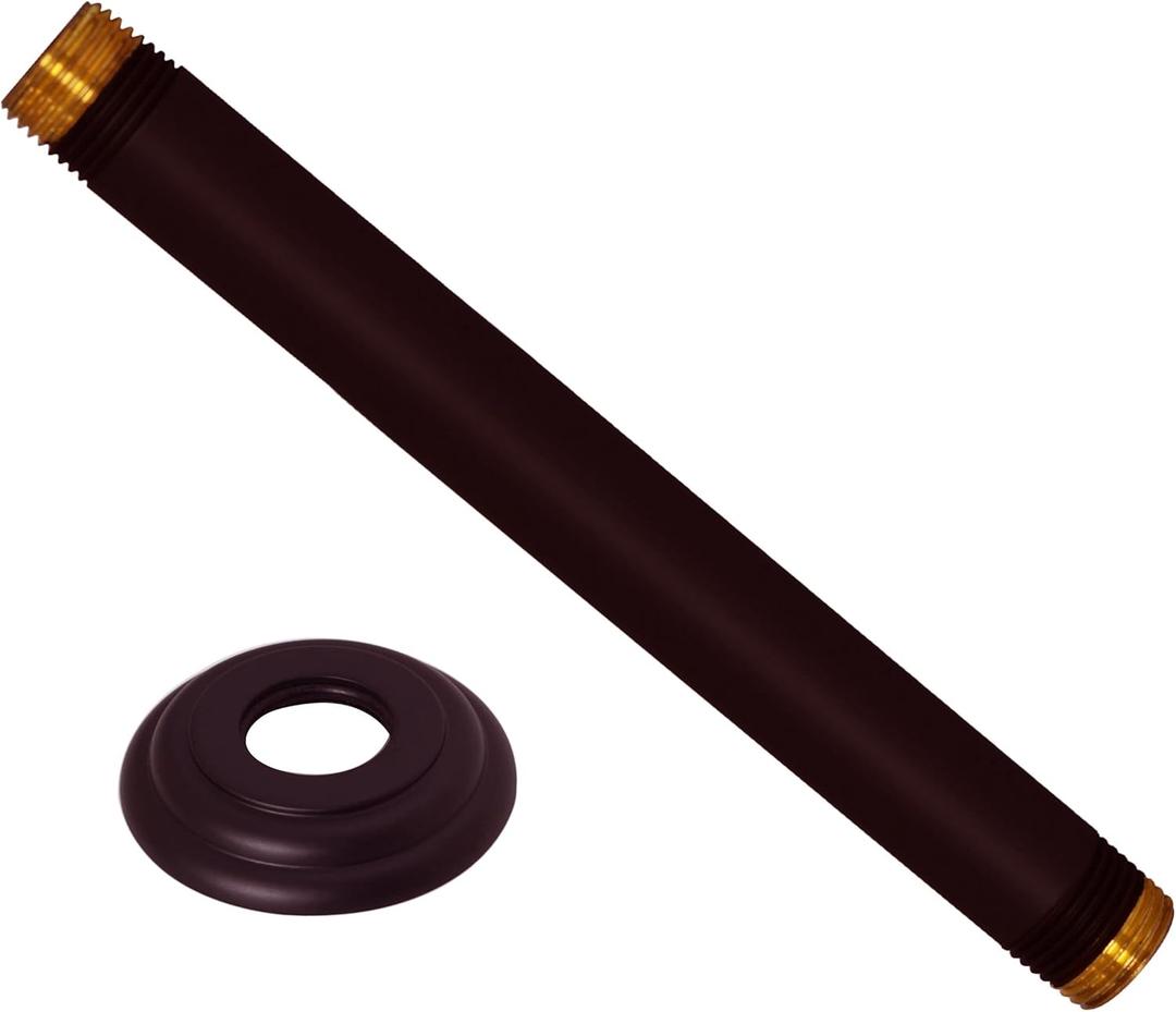 Westbrass D3608A-12 1/2" IPS x 8" Round Ceiling Mount Shower Arm with Flange, Oil Rubbed Bronze
