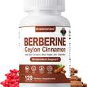 Berberine with Ceylon Cinnamon, 120 Count, 7 in 1 Berberine Supplement Ceylon Cinnamon Capsules, 1318mg | Immune Support | Premium Natural Supplement Boost | Vegan Friendly & Non-GMO