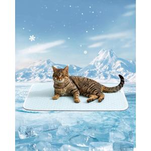 Dog Cooling Mat - Instant Cooling Pet Bed for Dogs & Cats, 6-12F Drop, Non-Toxic & Machine Washable, Anti-Slip Bottom, Cool Mat for Indoor & Travel Use Light Blue 24" x 18"