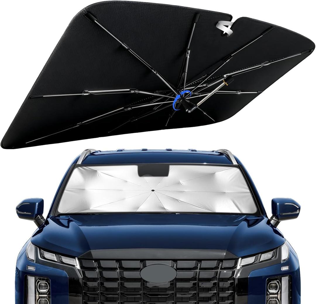Windshield Sun Shade for Hyundai Palisade 2019-2026 with 360 Rotating Shaft, Custom Fit Umbrella Sunshade for UV Blocking, Interior Heat Protection, Easy Storage