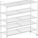 SUFAUY 5-Tier Mesh Shoe Rack, Closet Metal 33" Wide Shoe Shelf Heavy Duty, White