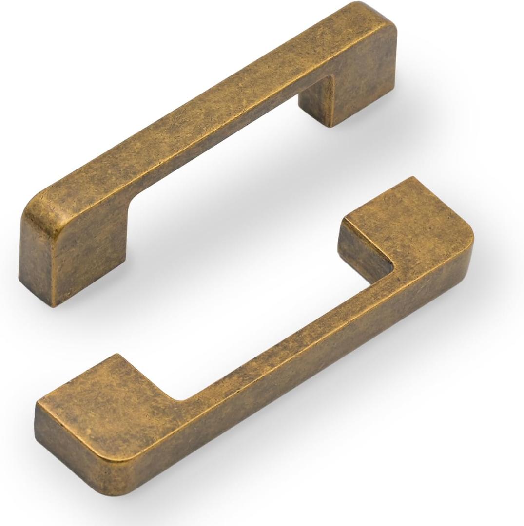 2328 10 Pack 3.75 Inch(96mm) Kitchen Cabinet Handles Antique Brass Cabinet Pulls Kitchen Cabinet Hardware Drawer Pulls for Cupboard Wardrobe