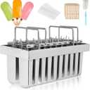 Dyna-Living Commercial Popsicle Molds 20PCS Round Heads without Slot Stainless Steel Popsicle Molds Metal Ice Cream Popsicle Mold with Lid, Single Cup Capacity 108ml