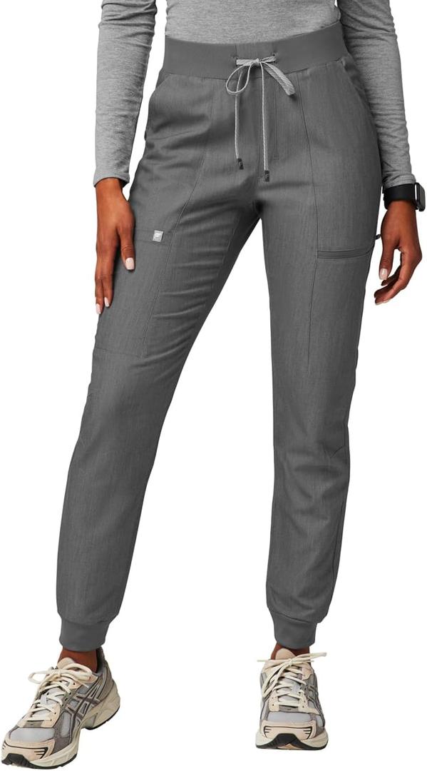 Fabletics Women's Active Scrub Jogger - MotionTech, Pocket-Packed, Lightweight, Wrinkle-Resist, Semi-Slim Fit (3X, Heather Grey)