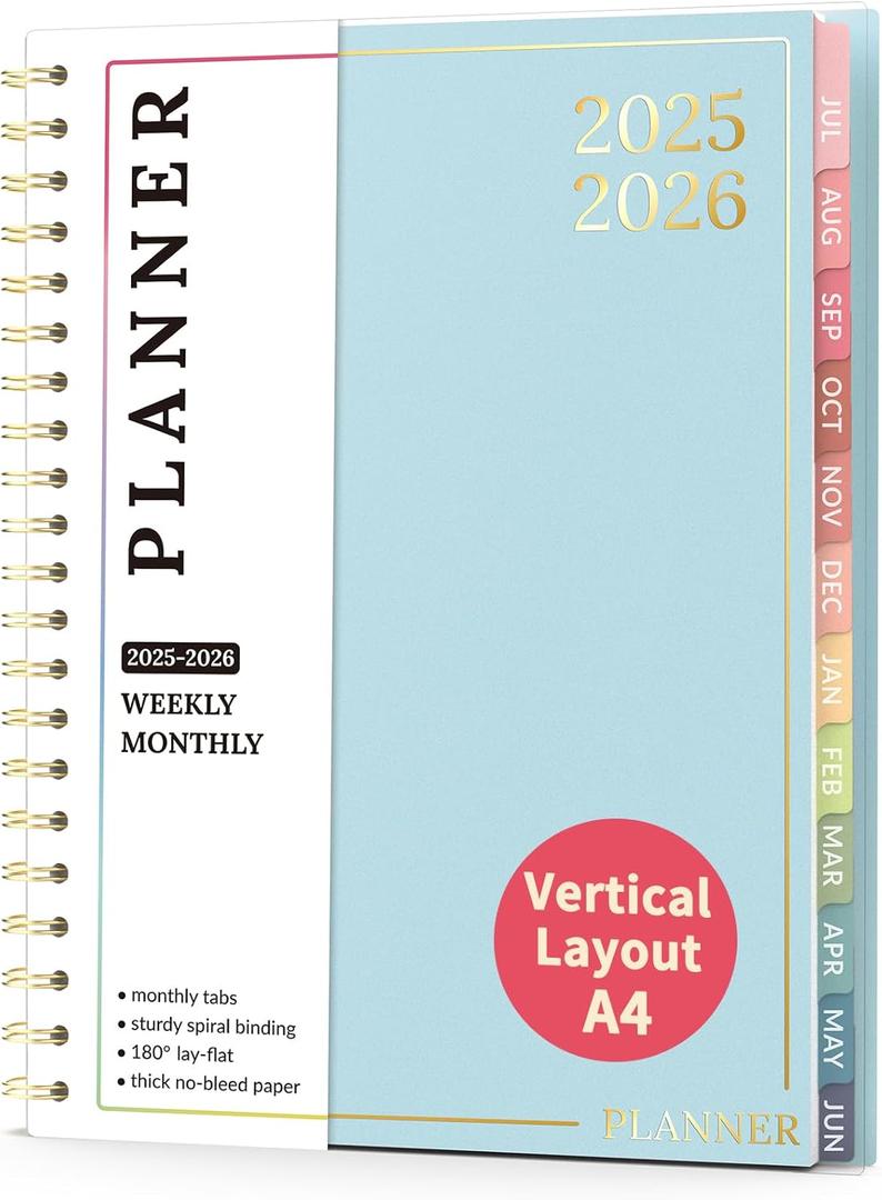 Teacher Planner 2025-2026, Forvencer Academic Planner from Jul 2025 - Jun 2026, 8.5"x11", Weekly & Monthly Calendar Planning Book with 7 Periods, School Lesson Agenda with Subjects, Pastels Teacher Student Supplies, Month Tabs, Blue
