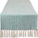 DII Woven Basic Tabletop Collection Chevron Table Runner, 15x72, Teal