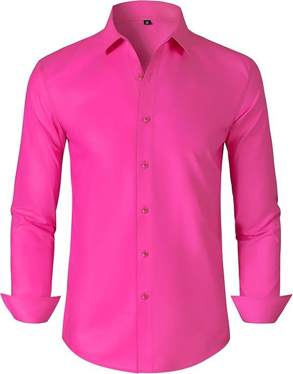 Mens Grade 3.5 Wrinkle-Resistant Dress Shirts Men's Long Sleeve Button Down Work Shirt for Men Size 3XL