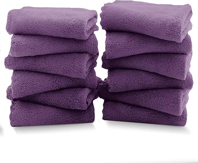 TENSTARS Silk Hemming Bath Towels for Bathroom Clearance - 27 x 55 inches - Light Thin Quick Drying - Soft Microfiber Absorbent Towel for Bath Fitness, Sports, Yoga, Travel, Gym - 2 Pack,Grape Purple