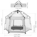 Bend River Baby Playpen with Canopy, Portable Baby Beach Tent, Toddler Play Yard Indoor and Outdoor, Foldable Mosquito Net for Infant - Light Grey