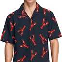 Fisyme Hawaiian Shirt for Men Loose-Fit Short Sleeve Button Down Beach Casual Shirts M