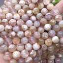 ABCGEMS Madagascan Sakura Agate Beads AKA Cherry Blossom Agate (Gorgeous Soft Floral-Like Inclusions that Resemble Cherry Blossoms in Full Bloom) Smooth Round 8mm