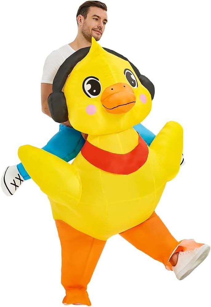 KOOY Inflatable Duck Costume Adult, Inflatable Costumes Women Men, Ride On Duck Suit Blow Up Costume for Adults, Party Halloween Costumes
