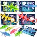 24 Pack Valentines Day Gift Cards with Glow in The Dark Lizards,Fidget Toy for for Classroom,Valentine's Gifts Exchange For School,Valentine's Party Favors for Kids, Valentine's Prizes for Kids