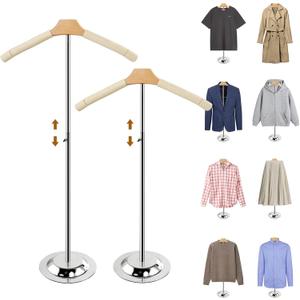 Adjustable Shirt Display Stand 2Pcs, 20-35 Inch Height Tshirt Display Stand for Vendors, T Shirt Mannequin Display Shirt, Jacket, Coat at Clothing Vendor Events, Trade Fairs, Trade Shows(White)