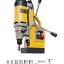 VEVOR Magnetic Drill, 1450W Motor 2 in Boring Diameter, 2878 lbf Electric Mag Drill Press, with 6 Coring Bits, Variable Speed, Drilling Machine for Metal Surface, Home Improvement Industry, Yellow
