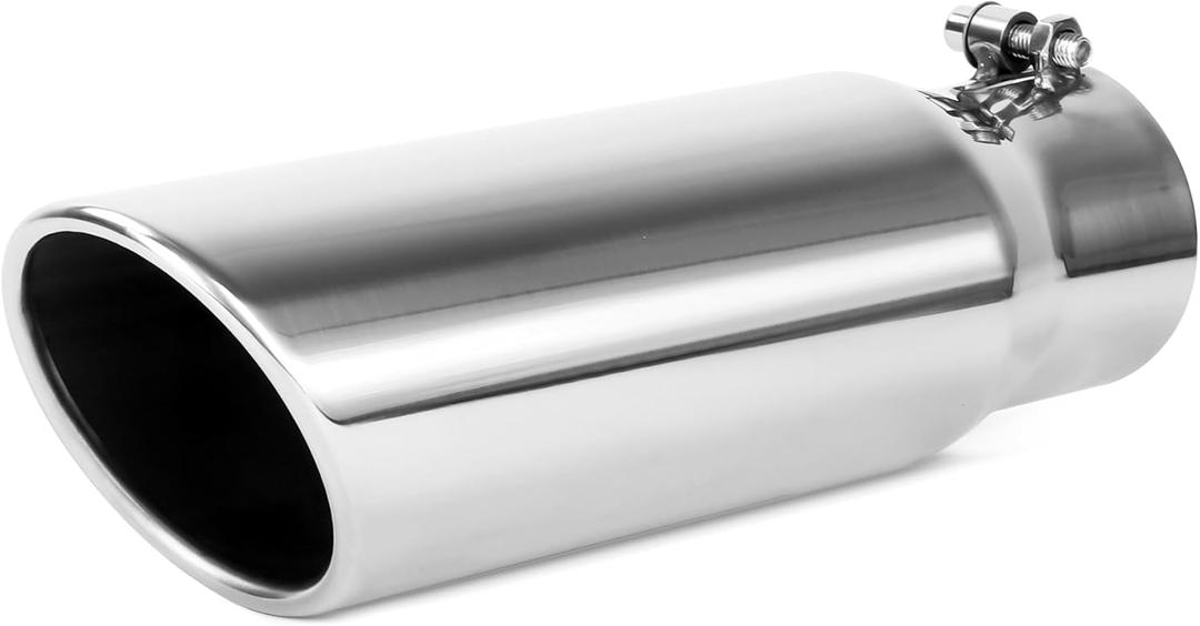 Richeer 2.75 to 3.5 inch Exhaust Tip, 2.75" Inlet 3.5 Outlet 12 Overall Length Stainless Steel Exhaust Tip Surface Polished Finish Universal for Vehicles with 2.75" O.D. Exhaust Tailpipe
