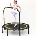 Fitness Trampoline for Adults - 40"/48" 330 LBS Foldable Rebounder with Adjustable Foam Handle, Quiet Indoor Mini Workout Trampoline (Black & Yellow)