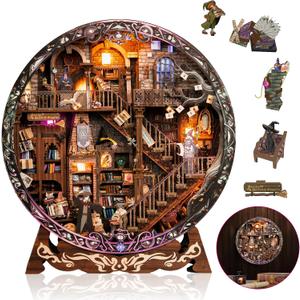 DIY Dollhouse Kit - 3D Round Wooden Miniature House Craft for Adults, Hanging Decor & Tabletop Display Tiny Home,Creative Home Decor and Gift Idea