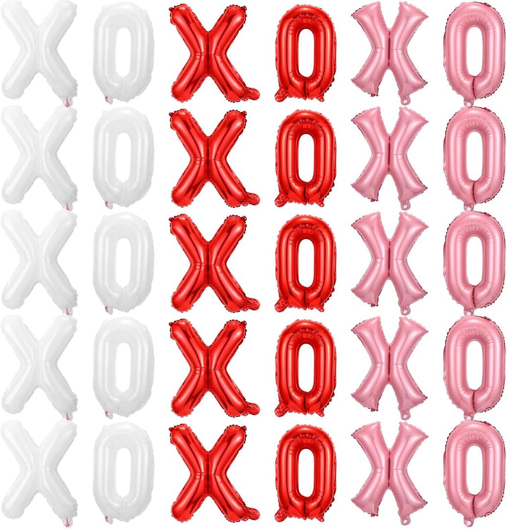32 Pcs Valentines Day 16 Inches Xoxo Balloons Galentines Day Letter Foil Balloons Banner Decorations for Anniversary Wedding Engagement Proposal Bachelorette Party Supply(Multicolored)