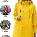 Zando Long Packable Rain Jacket Women Waterproof - Raincoat for Women Rain Coat with Hood Lightweight Outdoor Windbreaker (Yellow)