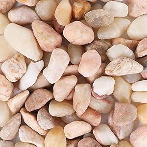Ausluru 11lbs Natural River Rocks, Polished Pebbles for Plants Garden, 0.3-0.8 inch Decorative Peach Stones, Ideal for Fish Tank, Vases, Crafting, Home Decor and Garden Landscaping Rocks, Peach