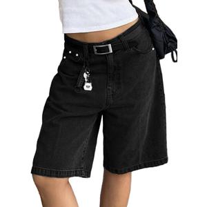 EMMIOL Women Jorts Baggy Jeans Jorts Outfits High Waisted Denim Y2K Shorts Summer Bermuda Shorts Streetwear (Black, XXL)