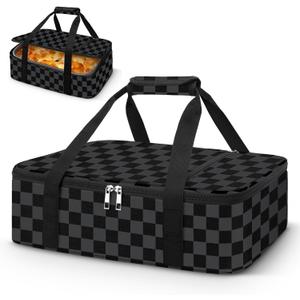 Coobiiya Insulated Casserole Carrier, Lasagna Lugger Tote Keeps Food Hot or Cold, Thermal Lunch Bag Warmer & Cooler Carrier Bag, Portable Tote Bag Fits 9" x 13" Baking Dish for Picnic and Cookouts, 