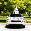 Relaxweex 27 Pcs Large Car Birthday Decorations Happy Birthday Magnets with Large Party Hat Colorful Reflective Automotive Car Magnets for Refrigerator Door Metal Surface
