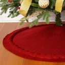 Sattiyrch Christmas Tree Skirt, 36 inches Luxury Cable Knit Knitted Thick Rustic Xmas Holiday Decoration, Burgundy (36in)