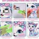 YIYIAH Diamond Art Cat Decor Statues Desk Placement Ornament - 5D Cartoon Diamond Painting Kits for Beginners - DIY Diamond Art Kit Full Round Drill Big Gem Art Cat Gifts for Women