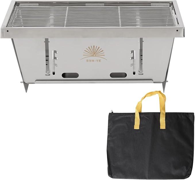 SUNYE Charcoal Grill for IGT Table,Portable Grill with Carry Bag,Adjustable Furnace Burning Carbon Plate Height,Stainless Steel,Instantly Expands and Stores, 1 Piece