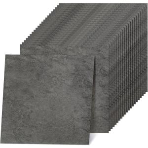 48 Pieces Vinyl Flooring Peel and Stick Floor Tile Stick on Floor Tile Self Adhesive Waterproof Bathroom 12 x 12 Inch for Bathroom Kitchen Bedroom Living Room (Gray Grain)
