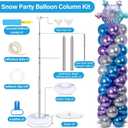 2 Sets Snow Party Balloon Column Stand Kit with 102 Balloons Winter Wonderland 5.57ft Adjustable Balloon Tower Stand with Bases Snowflake Balloons Arch Column for Girl Princess Birthday Party Supplies