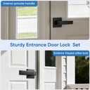 Black Door Handle, Door Knob with Lock, 2 Pack Door Handle Sets for Bedroom