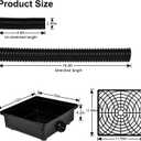 Prestantious Low Profile Catch Basin Drain Kit Downspout Extender, 12"12" Catch Basin Gutter Downspout Extensions with 2" ID Flexible Pipe, Pipe Stretched Length 16.4ft, Rainwater Drainage System