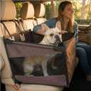 Dog Car Seat Cover with Hard Bottom Back Seat Extender for Small & Medium Dogs, Waterproof & Non-Slip Hammock, Reinforced & Stable Design with Storage Pockets for Cars, SUVs & Trucks (Brown)